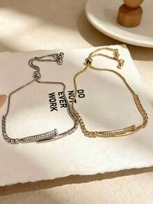 Zirconia Stud Bracelet, Commuter Versatile Hand Accessory, Minimalist High-End Elegant Geometric Adjustable Bracelet - Nail Bracelet - View 5