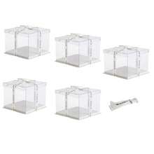 5pcs Transparent Cake Boxes With Ribbon, Suitable For 10"X10" Tall Cakes, Wedding Party And Gift Display With Lid - View 10