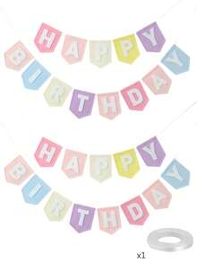 3/2/1 Set Macaron Color Felt Birthday Bunting Banner, Girls Party Triangle Flag Garland, Suitable For Classroom And Nursery Decoration - Macaron Color - View 8