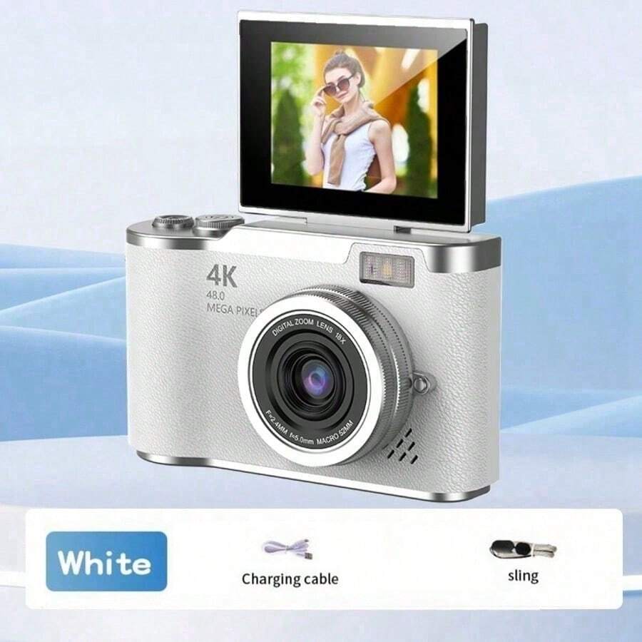 18X Optical Zoom Compact Digital Camera With 48MP Auto Focus, 4K Video, Face Detection, 2.4" Flip Screen, Rechargeable Battery