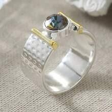 Vintage Wide Geometric Women's Ring, Niche Design Holiday Jewelry Accessory Gift - Silver - View 2