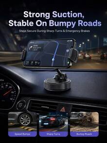 Vacuum Suction Cup Car Phone Holder, 360° Rotating 3-Axis Folding Mechanical Clamp, One-Hand Operation No-Residue Suction Cup Base, Suitable For Car Dashboard, Windshield, Universal Smartphone Holder, Applicable For Car, Gym, Bathroom, Live Streaming - A - View 8