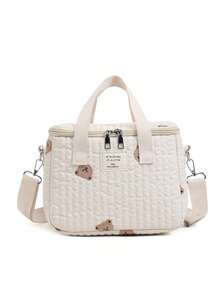1pc Ins Bear Design Large Capacity Mommy Bag, Handheld, One Shoulder, Crossbody, Fashion Embroidered Diaper Bag - Multicolor - View 12