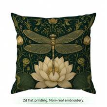 4pcs/1pc Vintage Gilded Lotus & Dragonfly Pattern Pillow Case, Single-Sided Printed Pillow Case, Suitable For Living Room, Bedroom, Home Decor, All-Season Pillow Case - Multicolor - View 14