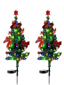 2pcs Solar Powered Christmas Tree Lights, LED Christmas Decorative Lights With Red Ribbon, Berries, Bells And Stars, Suitable For Christmas Decoration, Home Decor, Party Decor, Yard Decor, Garden Decor And Pool Decor - Christmas Tree Lights - View 10
