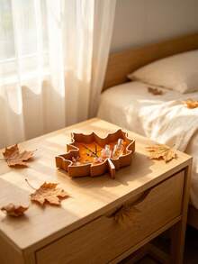 Maple Leaf Shaped Storage Tray, Perfect For Organizing Jewelry, Keys And Small Aromatherapy Items, Also Can Be Used As Decorative Desktop Ornament, Suitable For Living Room Coffee Table, Bedroom Vanity And Entryway Countertop - Multicolor - View 6