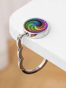 1pc Mandala Pattern Bag Hook, Multi-Color Metal Folding Table Edge Bag Holder, Portable Desk Bag Hanger For Students Backpack, Sturdy Space-Saving Door Wall Hook Organizer For Bags, Hats, Umbrellas, Dorm, Office, Kitchen, Graduation Gift - Multicolor - View 11