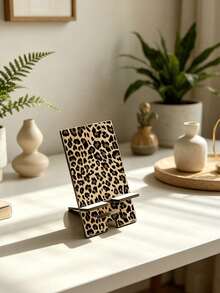 Wooden Leopard Print Phone Stand, Convenient Phone Charging Accessory, Adjustable And Expandable Multi-Function Stand, Detachable, Easy To Install, Dual Height Adjustable, Suitable For All Phone Models, Portable Stand, Suitable For Office, Study, Travel, Leisure, Birthday Gift, Family, Friends, Perfect For Lazy Movie Watching, Live Streaming In Dorm, Women's Gift - A - View 11