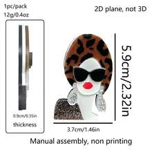 2D Flat Acrylic Brooch, 1pc Classic Fashion Pure Style High-End Mixed Color Girl & Witch Design, Shiny Effect - A - View 14