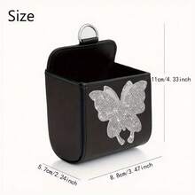 1pc Glitter Car Air Vent Storage Bag - Multi-Functional Phone, Card Storage Bag, Portable Design, Suitable For Various Vehicles, Portable Storage - A - View 6