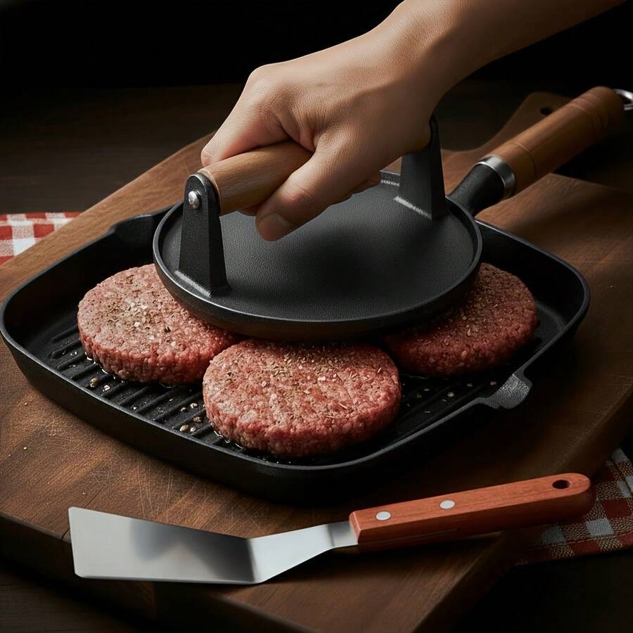PACILACK Cast Iron Skillet And Grill Pan Set With Spatula, BBQ Cookware Set For Steak, Bacon, Sandwiches, Burgers And Outdoor Cooking - View 1