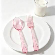 2pcs Salad Fork And Spoon, Minimalist Easy To Clean Reusable, Perfect For: Daily Dining, School Meals, Salad Plates, Birthday Parties, Banquets, Wedding Feasts - View 4