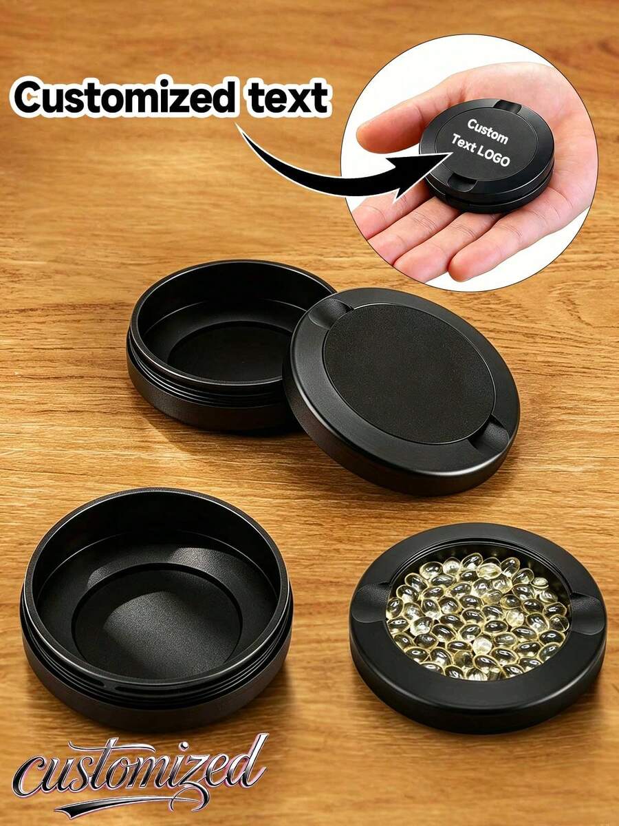 1 buah Kotak Penyimpanan Logam Aluminium Alloy Dua Lapis dengan Ukiran Teks Kustom - Kotak Penyimpanan Logam dengan Tutup Jepit, Tahan Lama dan Tahan Korosi, Cocok untuk Kosmetik dan Aksesoris Kecil - MultiWarna - View 1