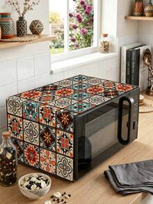 1pc Boho Microwave Dust Cover With Retro Geometric Pattern,Bohemia Polyester Microwave/Oven/Stovetop Cover,85*35cm Microwave Appliance Cover,Kitchen Dust-Proof Protector,Bohemian Table Decor,Holiday Party Decoration,Kitchen Dining Home Decor - Multicolor - View 9