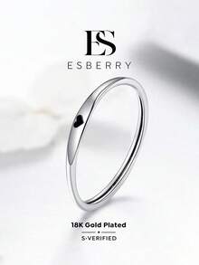 ESBERRY 1pc Black Heart Minimalist Ring, S925 Sterling Silver Platinum Color Jewelry, Delicate Daily Wear Gift - Silver - View 1