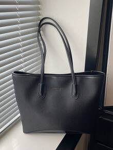 Cross-Border Casual Student Commute Spring Minimalist Aesthetic Large Capacity Vintage Tote Bag With One Shoulder Strap And Hand Carry - Black - View 6