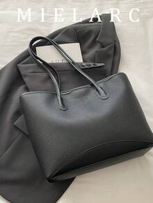 Cross-Border Casual Student Commute Spring Minimalist Aesthetic Large Capacity Vintage Tote Bag With One Shoulder Strap And Hand Carry - Black - View 2