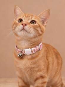 1pc 2pcs 3pcs Pink Vintage Leopard Print Cat Necklace With Bell Adjustable Neck Collar Pet Choker - Pink - View 4