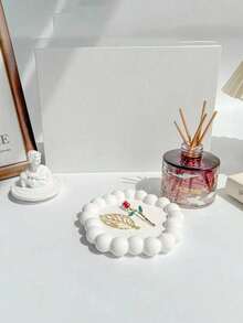 1pc Ins Style Asymmetrical Jewelry Tray, Aromatherapy Candle Plaster Tray, Decorative Ornament, Photo Prop, Entryway Storage, Suitable For Christmas, Halloween, Valentine's Day, Mother's Day, Ramadan, Eid, Gift Storage - White - View 5