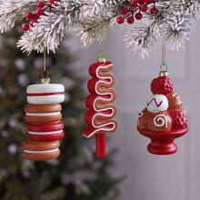 Gingerbread Themed Hanging Ornament Set, Multiple Dessert Shapes With Glossy Icing Finish, Shatterproof Plastic Festive Decor With Gold String, Winter Holiday Home Party Window Display, Novelty Decor Gift For Adults - Multicolor - View 3
