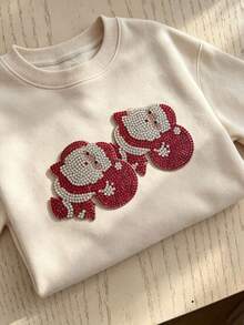 Patch Rhinestone Santa Claus Berlian Merah yang Indah, Patch Transfer Panas Rhinestone Liburan, Cocok untuk Aksesoris Fashion DIY pada Jeans, Tas, Sepatu, Topi dan Jaket, Gantungan Kunci Rhinestone untuk Aksesoris Pakaian Tas Wanita - Sinterklas - View 2