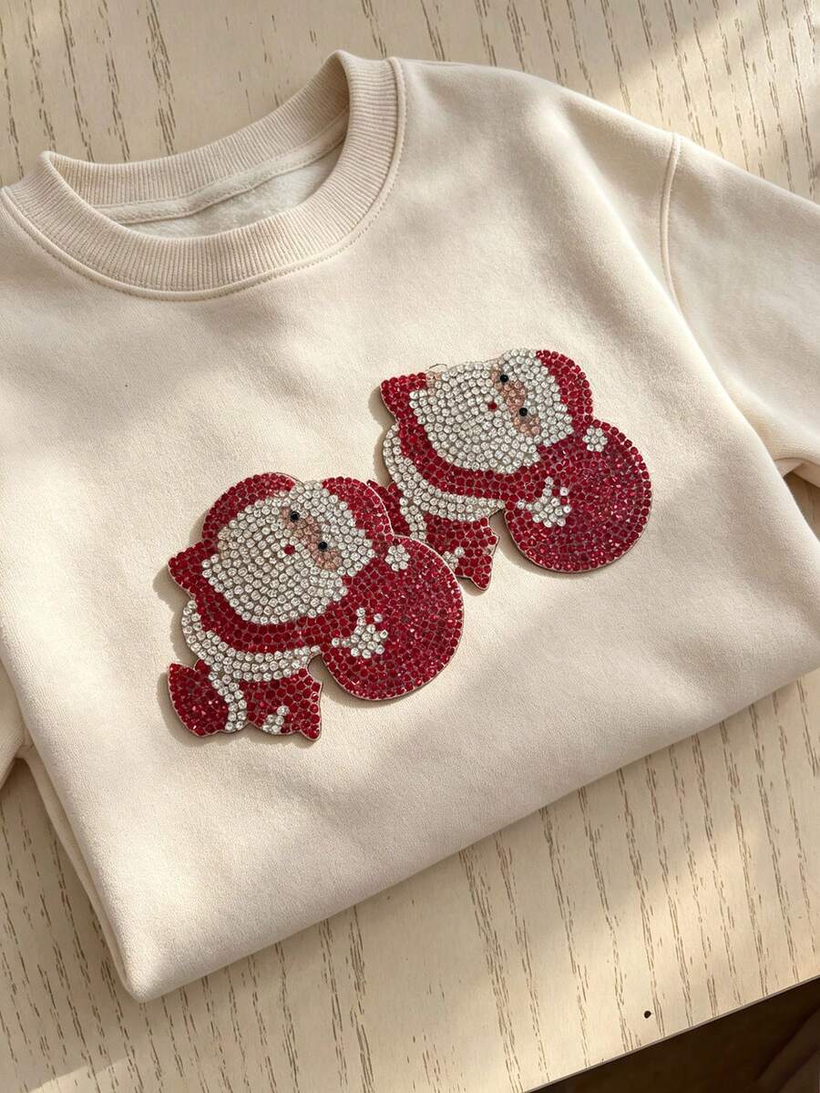 Patch Rhinestone Santa Claus Berlian Merah yang Indah, Patch Transfer Panas Rhinestone Liburan, Cocok untuk Aksesoris Fashion DIY pada Jeans, Tas, Sepatu, Topi dan Jaket, Gantungan Kunci Rhinestone untuk Aksesoris Pakaian Tas Wanita