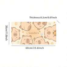 1pc Cartoon Animal Desk Mat With Mouse Pad - 35.4x15.7 Inches, Extra Large Size, Cute Cartoon Theme Dual-Sided Design, Featuring Water Vole, Cat, Duck Patterns, With Non-Slip Rubber Base, Wrist Support, Washable Polyester Surface, Multiple Color & Animal Art Themes, Ideal For Gaming Setup And Cartoon Animal Lovers. Desk Accessory, Office Supply, Desk Mat, Mouse Pad - Beige - View 10