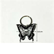 Gothic Skull Butterfly Keychain, Punk Style Fashion Bag Charm/Car Accessory Gift, Halloween Gift, Butterfly Street Acrylic Keychain, All Year Round - Black - View 6