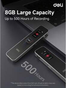 DELI MP301 Voice Recorder 8G/16G/32G/64G Large Capacity, Intelligent Noise Reduction, Long-Distance Recording, 20-Hour Standby, Auto-Save On Power Loss, Portable Voice Recorder For Business Meetings, Training, And Learning - View 1