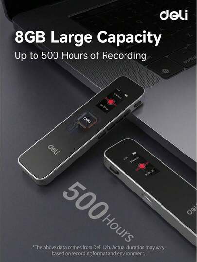 DELI MP301 Voice Recorder 8G/16G/32G/64G Large Capacity, Intelligent Noise Reduction, Long-Distance Recording, 20-Hour Standby, Auto-Save On Power Loss, Portable Voice Recorder For Business Meetings, Training, And Learning