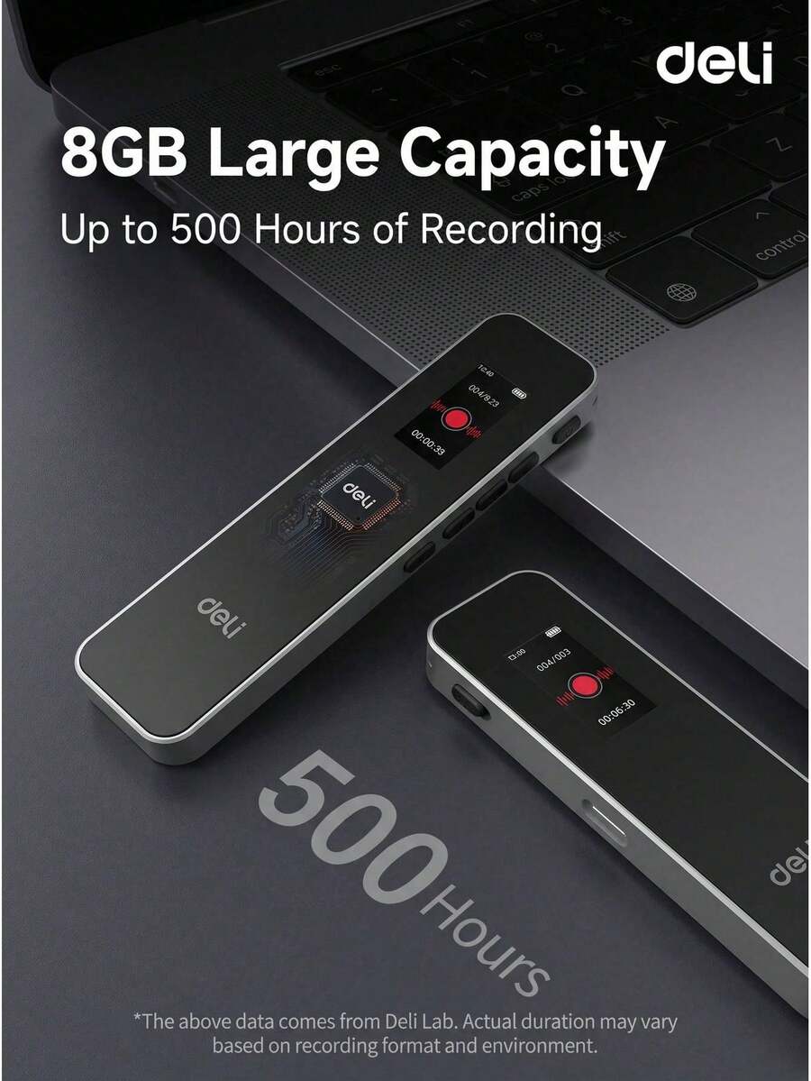 DELI MP301 Voice Recorder 8G/16G/32G/64G Large Capacity, Intelligent Noise Reduction, Long-Distance Recording, 20-Hour Standby, Auto-Save On Power Loss, Portable Voice Recorder For Business Meetings, Training, And Learning - View 1