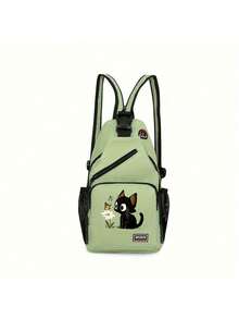 Multi Pockets Sling Backpack, A Fun Black Cat Pattern Design,Casual Nylon Crossbody Bag, Travel Hiking Daypack With Zipper Strap, Perfect Gift - Multicolor - View 14