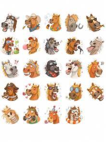 50Pcs Hilarious Horse Meme Stickers, Whimsical Horse Waterproof Decals, DIY Decor Supplies For Phone, Kindle, Notebook - Multicolor - View 7