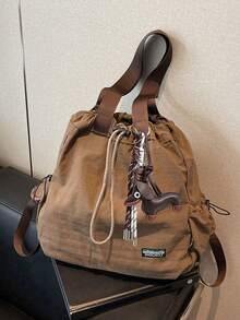 Solid Color Minimalist Large Capacity Portable Women's Bag, Versatile Style Suitable For Daily Commute, Travel, Shopping - Coffee Brown - View 8