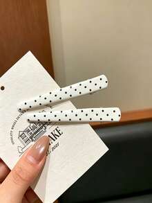 8pcs Minimalist Polka Dot Black & White Hair Clips, Side Bangs Alligator Hair Clips, Versatile Hair Accessories Suitable For Daily Wear - Multicolor - View 4