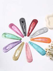 10/20pcs Kids Sequin BB Hair Clips, Colorful Cute Hair Clips, Bangs Clips, Side Clips, Children Hair Accessories Gift - Multicolor - View 5