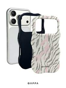 GIIPPA 1pc Distressed Zebra Print Design Phone Case, Compatible With Phone 17 Pro Max, 16 Pro Max, 15 Pro Max, 14 Pro Max, Korean-Style High-End Fashionable And Fun Phone Case, Suitable For 11/12/13/14/15/16 Pro Max Plus, Elegant Design For Men And Women, Perfect Gift For Girlfriend On Christmas, Valentine's Day, Easter, Wedding Season And Birthday! - Multicolor - View 2