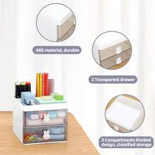 1pc Desktop Storage Box With Drawer, Vanity Makeup Organizer, Desktop Organizer, Suitable For Desktop Storage, School, Home, Office Supplies Organization - Multicolor - View 7
