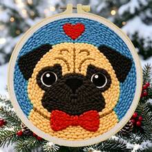 DIY Punch Needle Kit For Beginners – Includes Punch Needle, Yarn, Instructions, Square Hoop & Pre-Printed Fabric (Animals With Hearts). Creative Craft For Wall Decor Or Gifting. 2D Printed Punch Needle Starter Kit. 20x20cm (7.87x7.87 In). - Cheerful Animals - View 8