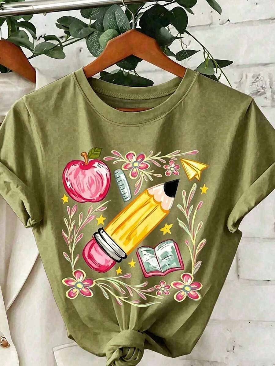 Women T-Shirts - Olive Green - View 1