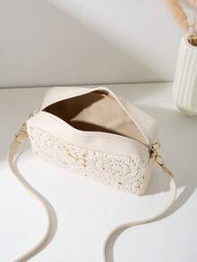 Mini Beach Bag, Butterfly Decor Coin Purse And Shoulder Bag, Women's New Multifunctional Small Shoulder Bag, Cute Square Bag, Suitable For Spring/Summer Beach - Apricot - View 5