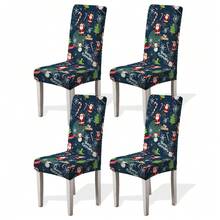 1/2/4/6pcs Christmas Print Chair Covers, Cartoon Holiday Atmosphere Decorative Dust-Proof Elastic Full-Coverage Chair Covers - Multicolor - View 29