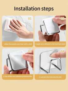 1/2pcs Self‑Adhesive Stainless Steel Sponge Holder, No‑Drill Wall Mount Sink Hook, Waterproof Adhesive Back Storage Rack For Sponge, Scrubber, Dish Brush, Kitchen & Bathroom Organizer - Multi-color - View 10