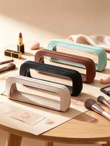 1/2Pcs Large Capacity Travel Zipper Makeup Bag, Multi-Functional Cosmetic Brush Storage Organizer, Portable Makeup Pouch, For Daily Use & Business Trips, Practical Beauty Gift For Women - Multicolor - View 4