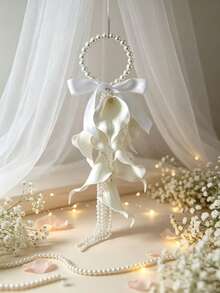 1 buah Buket Genggam Gaya Anggur Bunga Calla Lily Mutiara Terbuat dari 8 Bunga Calla Lily dan Mutiara, Cocok untuk Upacara Pernikahan, Fotografi Adegan Pernikahan, Suvenir Pernikahan, Properti Foto, dan Acara Lainnya - Putih - View 7