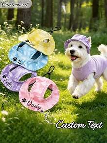 Customized Dog Hat With Ear Holes, Dog Summer Ear-Hole Sun Protection Hat,Adjustable Dog Sun Hat,Personalized Corduroy Pet Baseball Cap, Sun Hat Suitable For Small, Medium And Large Dogs, Puppy Gift - Multicolor - View 8