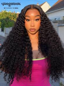 MEGALOOK 13x6 Glueless HD Lace Front Wig, Water Wave Natural Black, 100% Human Hair, 200% Density, Drawstring For Direct Wear, Pre-Plucked Natural Hairline, Multi-Parting, Beginner-Friendly - SNatural - View 2