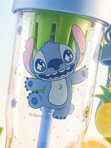 Botol Minum Plastik Miniso Disney Stitch Dinner Party Collection 1250mL/42.26FL.OZ dengan Pegangan & Sedotan, Gelas Minuman Dingin Kapasitas Besar yang Dapat Digunakan Kembali dengan Hiasan Nanas untuk Penggunaan Sehari-hari - Biru - View 4