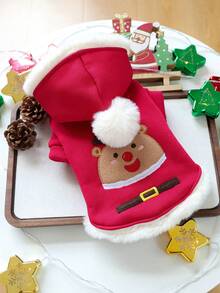 1pc Pet Clothes Dog Cat Apparel Christmas Style Christmas Bean Sweatshirt - Red - View 10