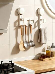 Suction Cup Drill-Free Wash Basin Hook, Wall-Mounted Adjustable Basin Storage Rack, Bathroom Hanging Basin Organizer, Suitable For Wash Basins And Folding Basins. Knob Lock Suction Adhesion Securely, Height Can Be Adjusted Freely, Removable And Relocatable Without Leaving Residue, Installable On Smooth Walls Like Tiles, Free Up Countertop Space, Say Goodbye To Bathroom Clutter, Multi-Scenario Use In Bathrooms, Toilets, Balconies, Suitable For Renters And Homeowners, Minimalist Design Fits Various Home Decor. - Multicolor - View 7